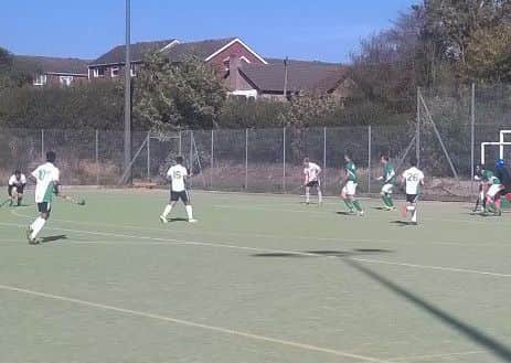 Louth Seconds continue to threaten the Long Sutton goal EMN-180110-132557002