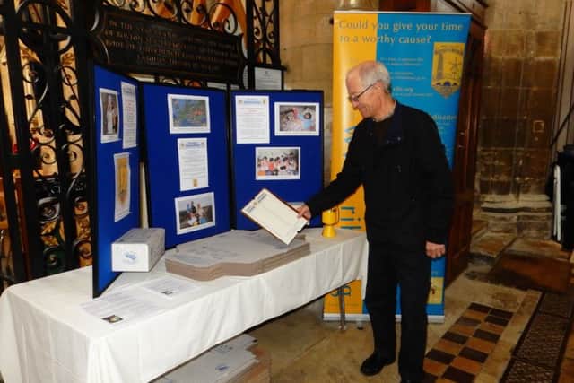 Rotarian Ivan Spencer during last year's shoe box appeal at the Stump.