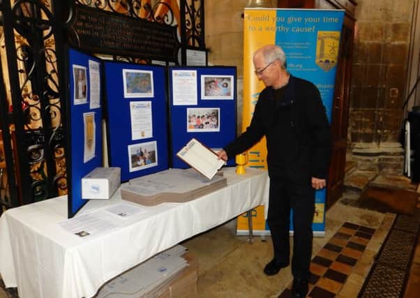 Rotarian Ivan Spencer during last year's shoe box appeal at the Stump.