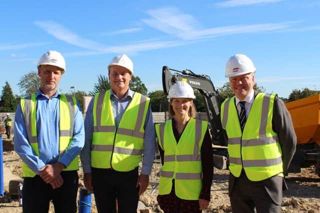 L-R Paul Kaye site manager from Gelder Group, Tony Barnes project manager from TPS, Catherine Haward director of Wheatcroft Land, Jamie Aspland branch manager at Pygott & Crone