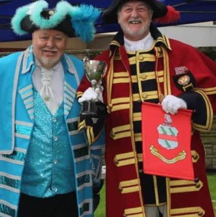 Skegness Town Crier Steve O'Dare with  Vic Watson, Town Crier for Huddersfield. Photo: Jay Walsh, Any Event Media. ANL-180410-080622001
