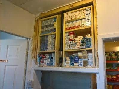 The cigarettes hidden in the 'hide'