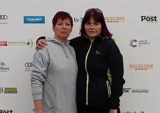 Lisa and Cara after finishing the Robin Hood Half in Nottingham EMN-180810-115422002