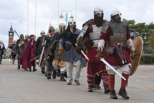 Vikings heading to Skegness Central Beach to do battle. Photo: MSKP-061018-15. ANL-180810-120417001