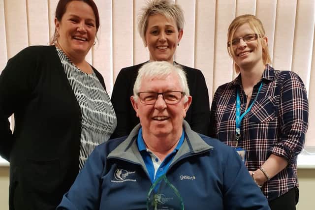 Members of the team at Bluebird Care South Lincolnshire's Boston office ... Steve Watters, area administration, Nina Vernon, area co-ordinator, Fay Jonson, area manager, and Emma Parr, area supervisor (Grantham). Steve is holding a Finalist Franchise of the Year 2018 Newcomer Award for Bluebird Care South Lincolnshire.