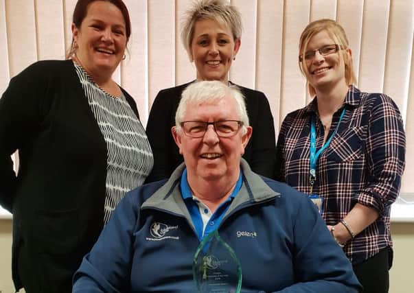 Members of the team at Bluebird Care South Lincolnshire's Boston office ... Steve Watters, area administration, Nina Vernon, area co-ordinator, Fay Jonson, area manager, and Emma Parr, area supervisor (Grantham). Steve is holding a Finalist Franchise of the Year 2018 Newcomer Award for Bluebird Care South Lincolnshire.