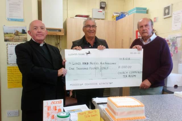 The cheque presentation to the Lincs & Notts Air Ambulance.