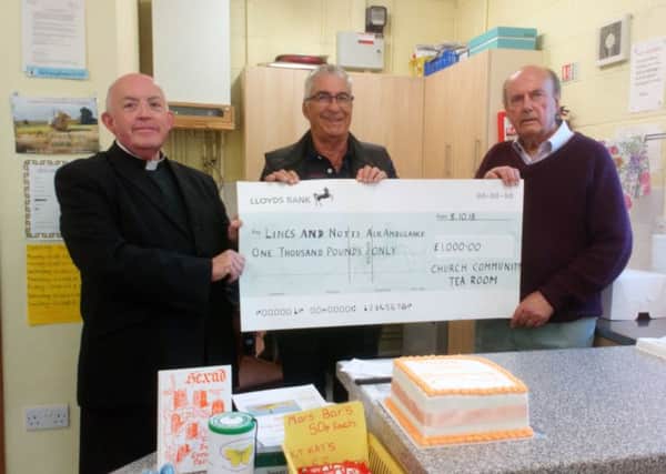 The cheque presentation to the Lincs & Notts Air Ambulance.