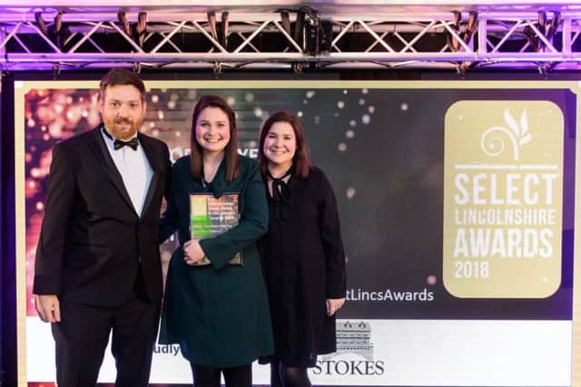 Winner of the Tearoom of the Year category at Select Lincolnshire Awards - Kirsty Kershaw and Katie Mace of Leadenham Teahouse with award sponsors Stokes Tea and Coffee. Photo: Chris Vaughan Photography EMN-181210-132014001