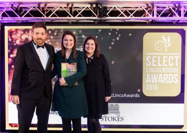 Winner of the Tearoom of the Year category at Select Lincolnshire Awards - Kirsty Kershaw and Katie Mace of Leadenham Teahouse with award sponsors Stokes Tea and Coffee. Photo: Chris Vaughan Photography EMN-181210-132014001