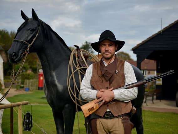 Gunslinger John Fretwell aka Blunt with a fibre glass horse.