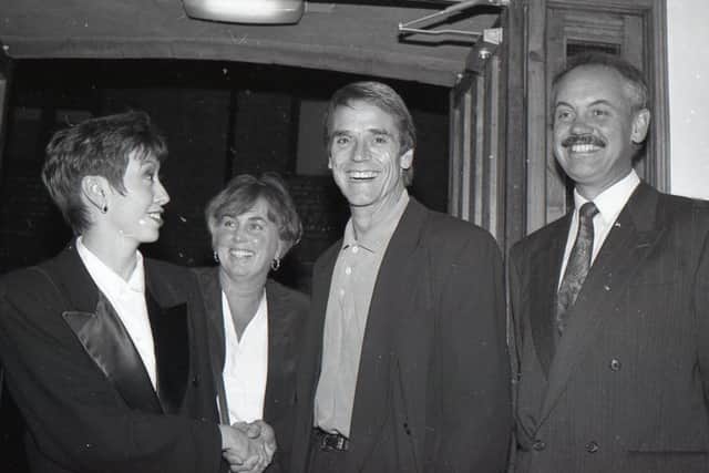 Jeremy Irons and his secretary with arts centre director Sue McCormick (left) and John Beaven, chairman of the Blackfriars Council of Management.