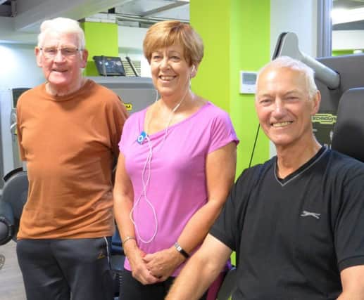 Pete Simpson, (left) is pictured with friends and fellow fitness enthusiasts Jeff and Linda Harwood ANL-181017-141724001