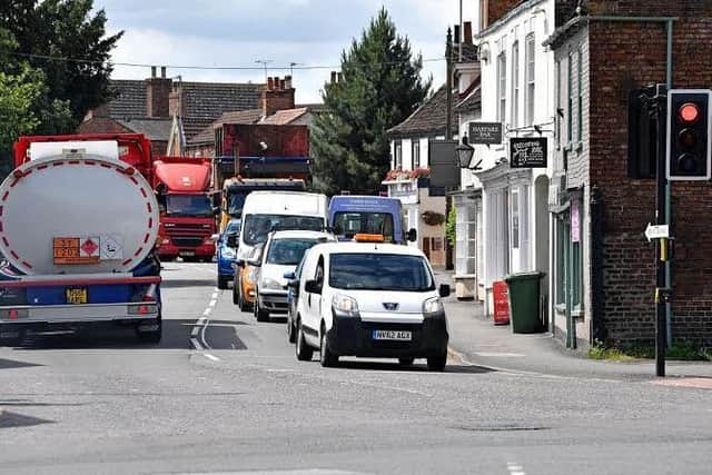 Red light: Queueing traffic at the notorious junction of South Street/Boston Road, the A158 and the Bull Ring (A153).