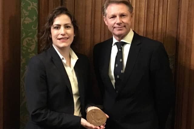 Victoria Atkins MP and David Morris MP with the Great War Memorial Plaque which is coming 'home' to Spilsby. ANL-181018-091224001