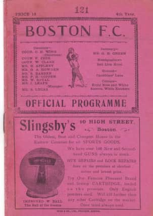 Pictured is a Boston FC v Sutton programme from 1925.