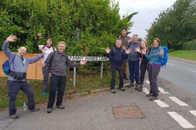 Staff take a break at one of the areas best known  locations.