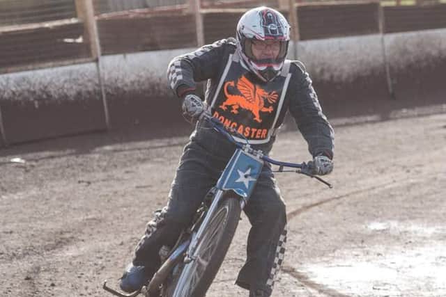 Nigel Limb got back on a motorbike at a speedway track in Scunthorpe this month.
