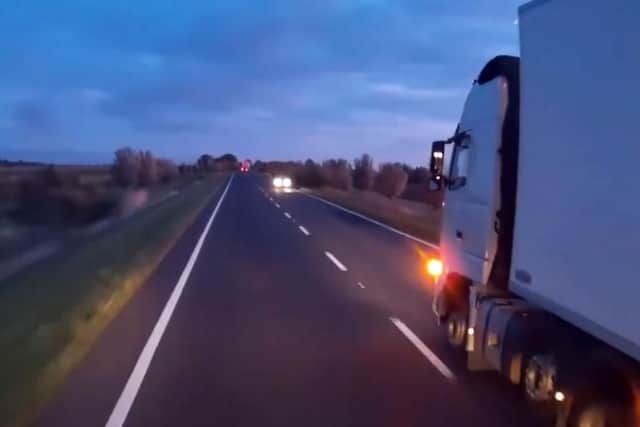 The near miss on the A16 caught on dashcam