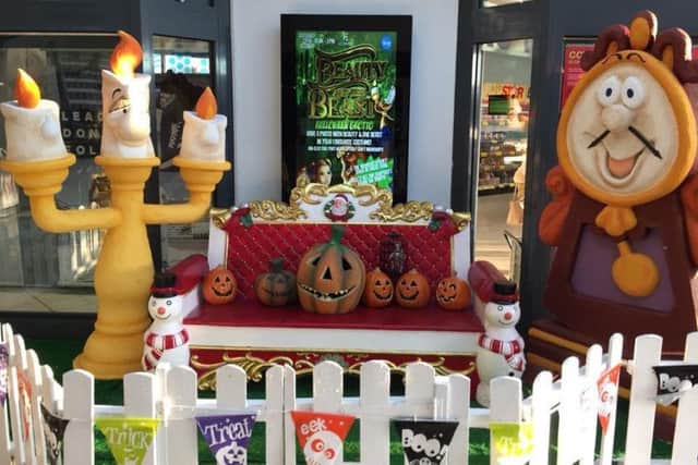 The Hildreds' Beauty and the Beast Halloween grotto.