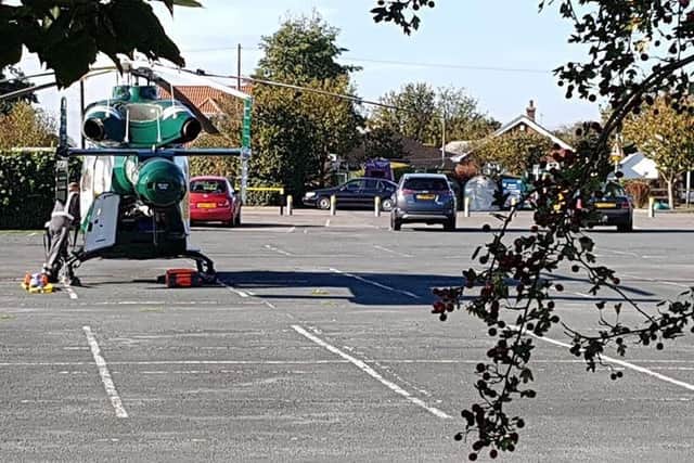 The air ambulance in Ingoldmells. Photo: Liam Sharon Molloy ANL-181024-170019001
