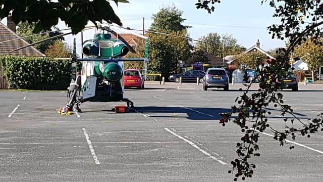 The air ambulance in Ingoldmells. Photo: Liam Sharon Molloy ANL-181024-170019001