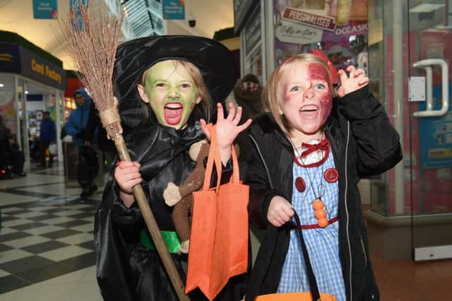 Under the spell of Halloween are (from left)  Millie Bell 5 and Laila-Rae Smalley 4 of Skegness. Photo:MSKP-271018-5 . ANL-181029-160532001