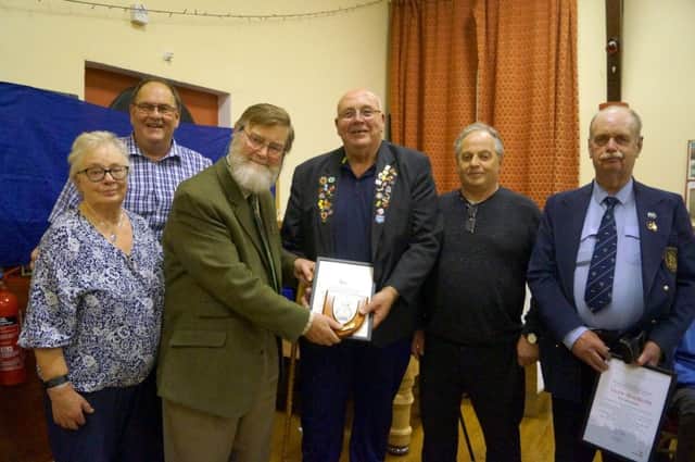 RAOB members Ernie Thompson, Fred Standland, Nev Wright and Victor Brocklesby received their award from Branch Chairman Graham Smith EMN-181029-072512001