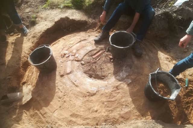The Victorian cess pit unearthed at the Old King's Head site in Kirton.