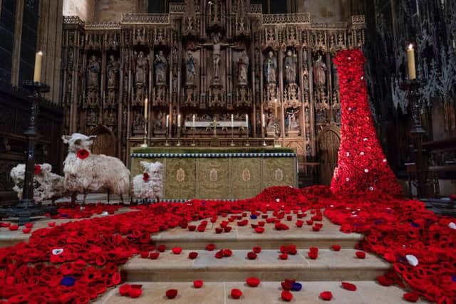 The poppy display at the altar of Boston Stump. Picture: Eriks Pitkevics