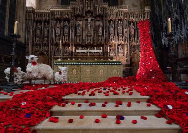 The poppy display at the altar of Boston Stump. Picture: Eriks Pitkevics