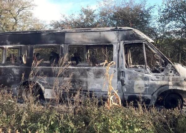 Tealby School bus was found burnt out in a field between Waddingham and Redbourne EMN-181031-145656001