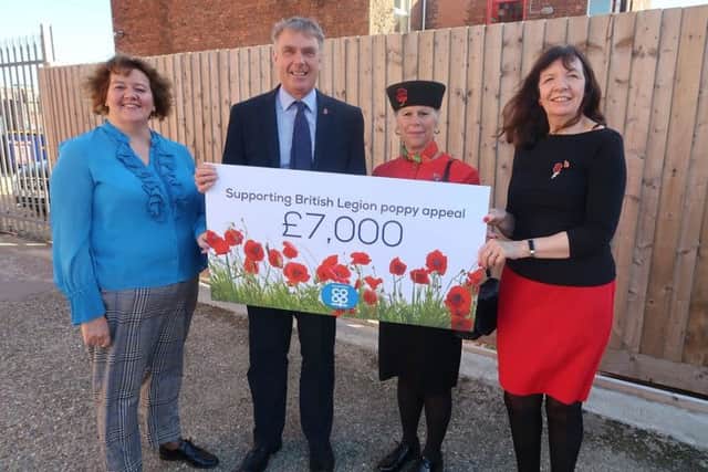 Lincolnshire Co-ops Head of People and Performance Heather Lee, Community Fundraiser for the Lincolnshire Royal British Legions Poppy Appeal Nick Fairfax, District Poppy Appeal organiser Ann Davidson, and Lincolnshire Co-op People and Performance Secretary Julia Sapsford.