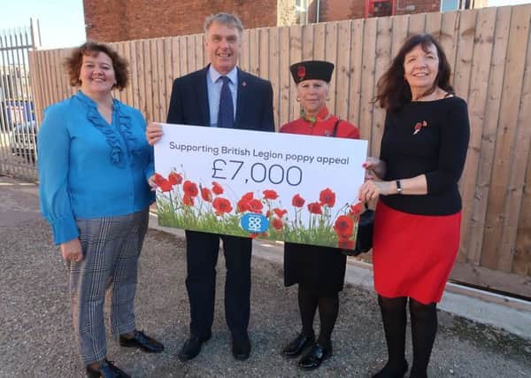 Lincolnshire Co-ops Head of People and Performance Heather Lee, Community Fundraiser for the Lincolnshire Royal British Legions Poppy Appeal Nick Fairfax, District Poppy Appeal organiser Ann Davidson, and Lincolnshire Co-op People and Performance Secretary Julia Sapsford.