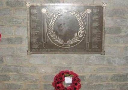 The plaque to the 72 William Alvey School pupils who died in the Great War. EMN-180611-114417001