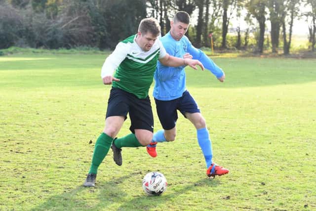 Friskney (blue) v Pointon Res (green). Victor Sibert (blue), Owen Smith (green).
