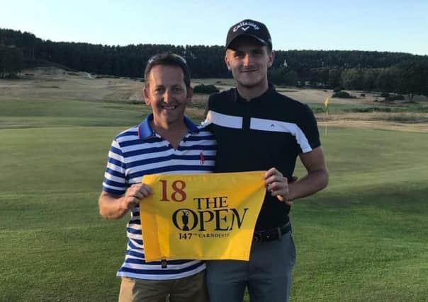 Ashton Turner (right) with his coach and Kenwick Park club professional Paul Spence after qualifying for The Open EMN-180511-133308002