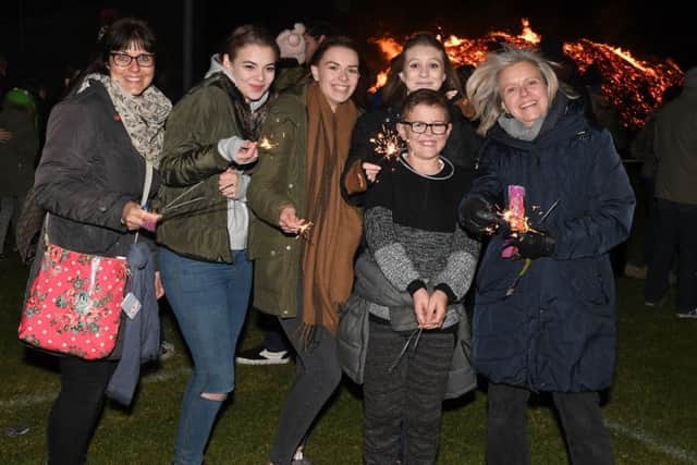 Sleaford Rugby Club firework display. L-R Sarah Orriss, Kacey Richardson, Ella Upton, Charlotte Orriss, George Orriss, Kathy Blythe. EMN-180511-110829001