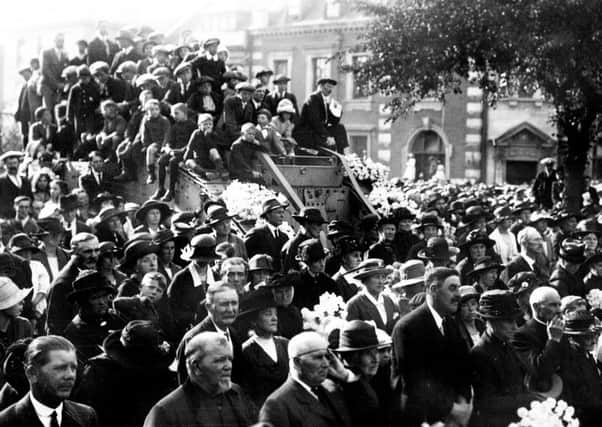 This photograph was shared with the Standard by Neil Watson, of Boston. It shows a crowd at the opening of the war memorial, in Strait Bargate, in September 1921, with the tank presented to the town at the end of the First World War.