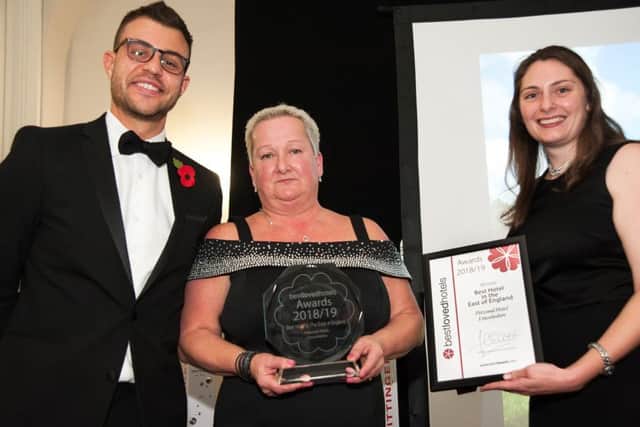 Petwoods Managing Director Emma Brealey (right) is all smiles at the awards evening
