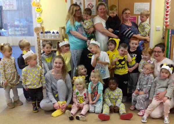 Children and staff at Market Rasen Pre School had a great time raising money for Children in need EMN-181118-164247001