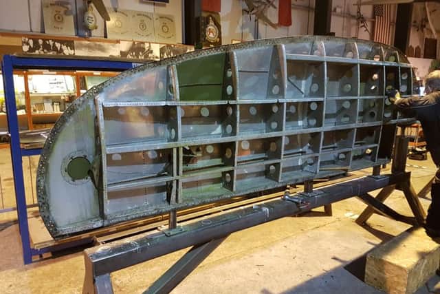 A Just Jane tail fin with its skin removed.
