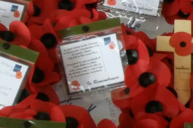 The wreath Mr Richardson took to the Menin Gate in Ypres