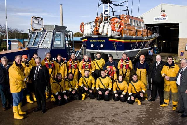Outside the Skegness Lifeboat station 10 years ago.