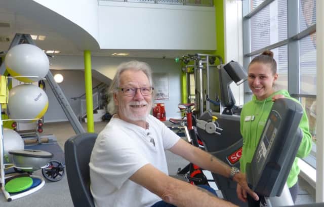 Tony with Magna Vitae lifestyle consultant Laura White at Meridian Leisure Centre in Louth