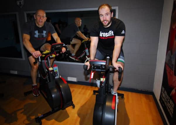 Chris Clark and Shaun Fisher on their 24 hour static cycle marathon at Sleaford's Better Gym. EMN-181120-143511001