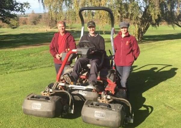 Sleaford Golf Club's new head greenkeeper Brian Sharp with apprentice greenkeepers Mark Payne and Chloe Lea