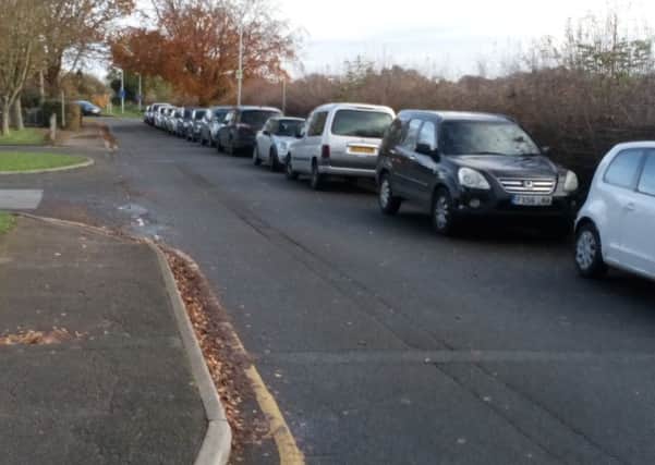 Parked cars in Bowl Alley Lane which is at the centre of renewed concerns about safety