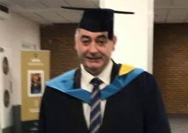 Former Mayor of Skegness Councillor Danny Brookes receives a Honours Degree in Business. ANL-181123-104800001