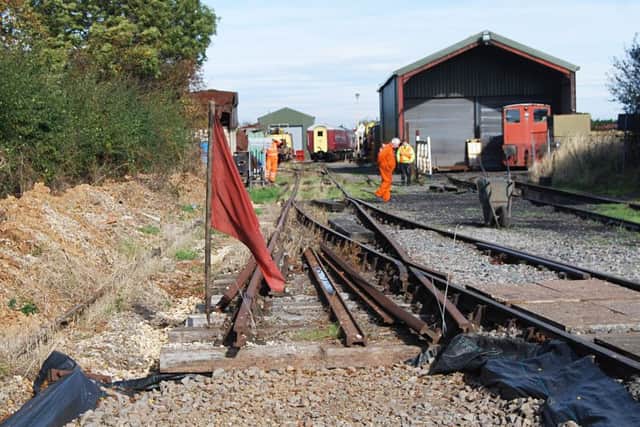 The latest track extension at the Lincolnshire Wolds Railway.